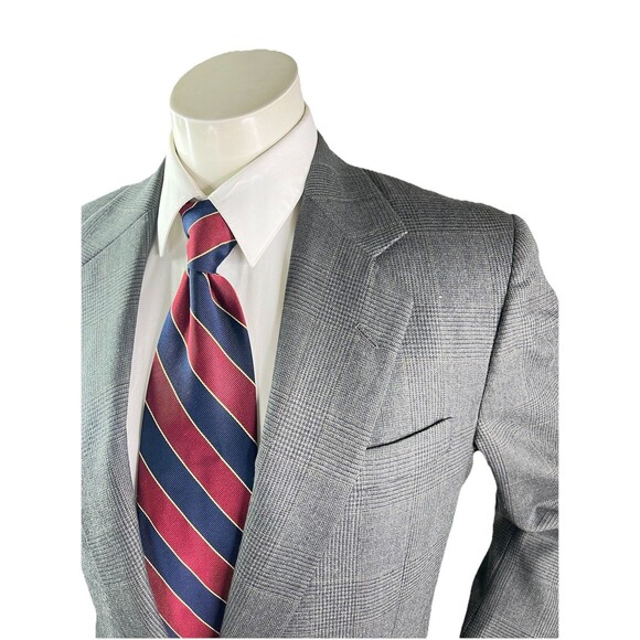 H. Freeman & Son Glen Plaid Black Gray Blazer Jacket Men 40R Wool Sport Coat - Picture 2 of 12